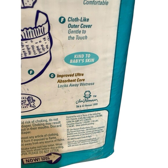 2 VTG 90s Osco Cloth Diapers XXL 6 Jim Henson Muppet Babies Dead Stock RARE - Picture 5 of 7